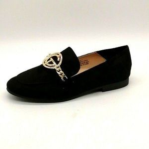 Tahari Womens Zeva Slip On Loafer Flats Black‎ Fabric Medallion Moc Toe 7M NEW